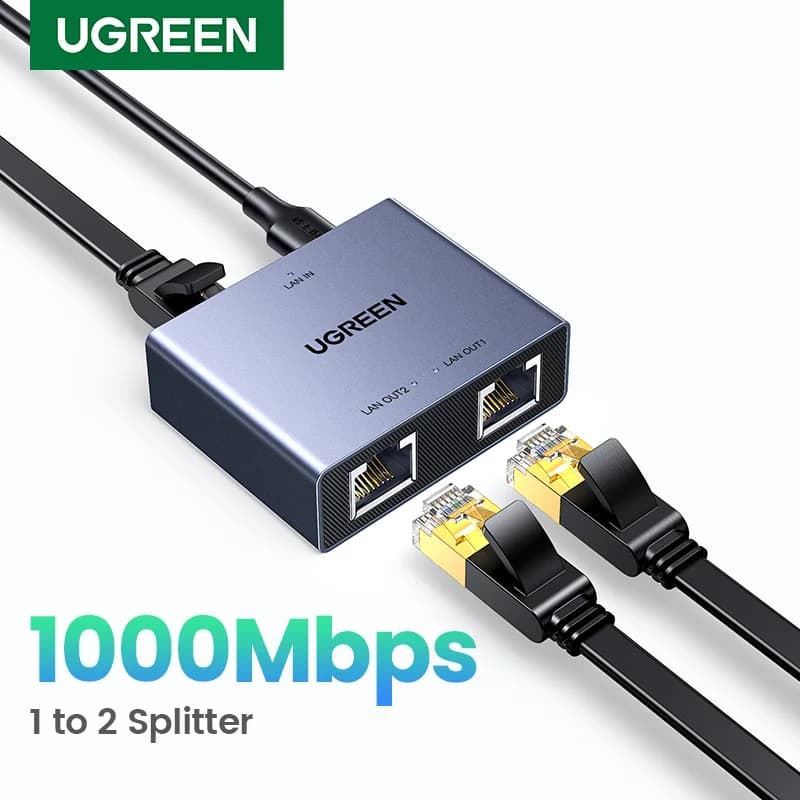 RJ45 イーサネット スプリッター、1 to 2 LAN アダプター