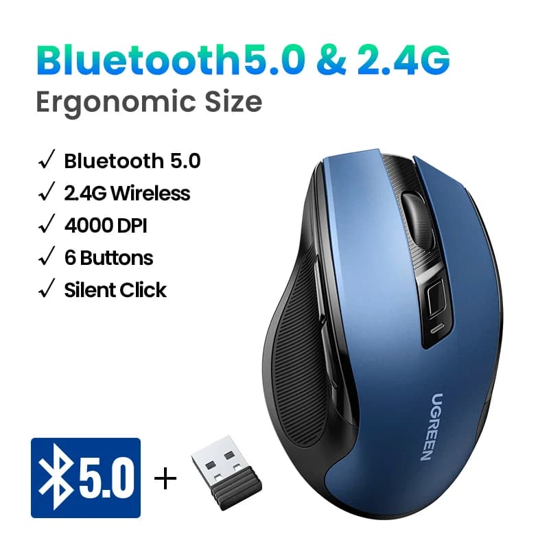 エルゴノミクス ワイヤレスマウス Bluetooth 4000 DPI