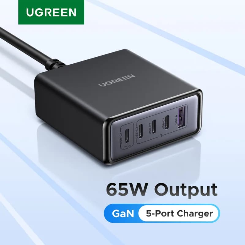 65W-100W GaN デスクトップ充電器 PD/QC対応 5-in-1
