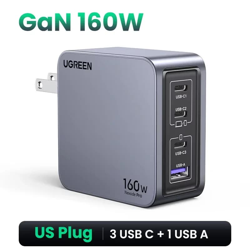 160W GaN USB-C 壁掛け充電器、PD3.1対応