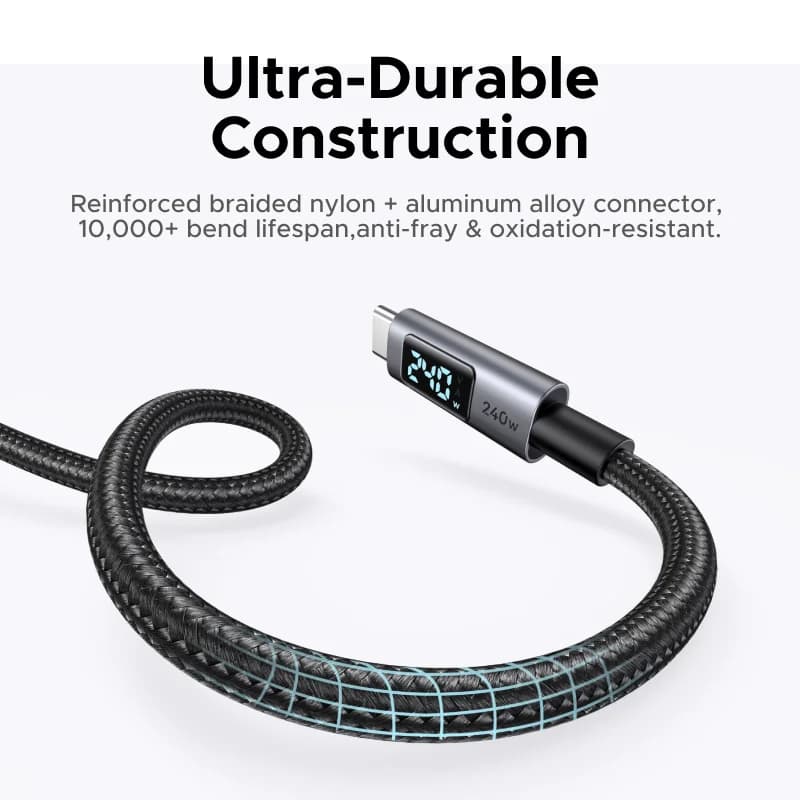 USB-C to USB-Cケーブル 240W PD3.1 デジタル表示付き
