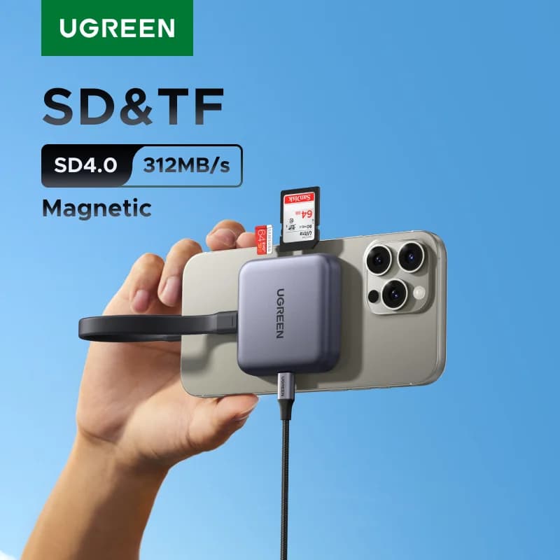 マグネット式 USB-C SD/TFカードリーダー, 312MB/s