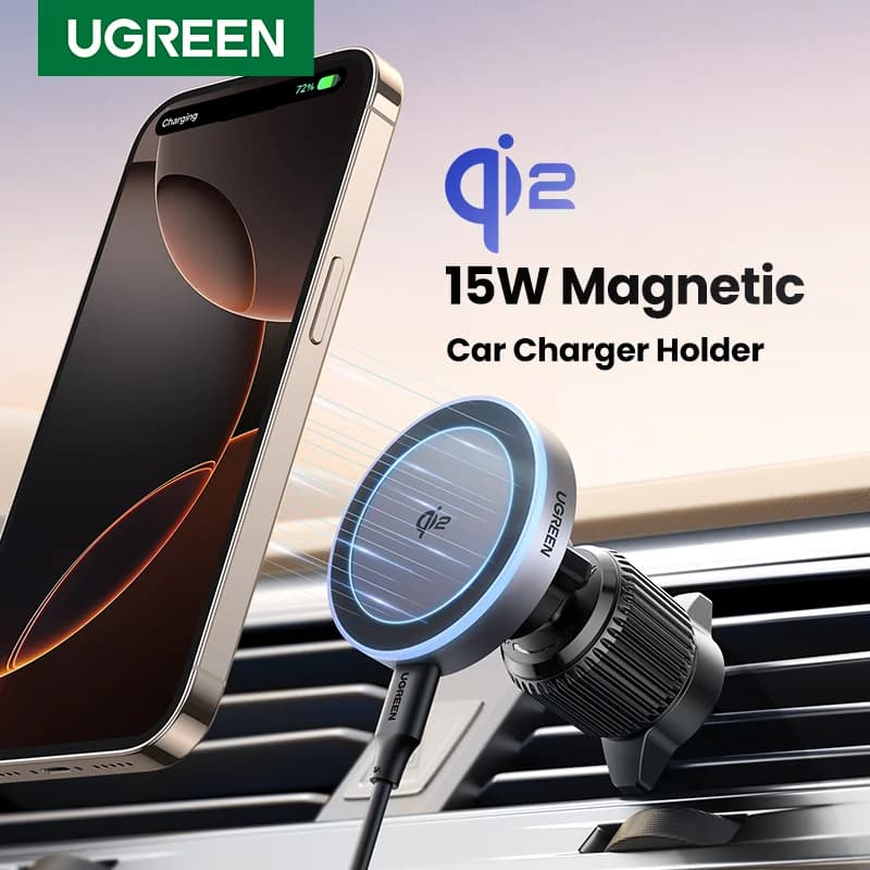 Qi2 15W磁気車載ワイヤレス充電器 iPhone用
