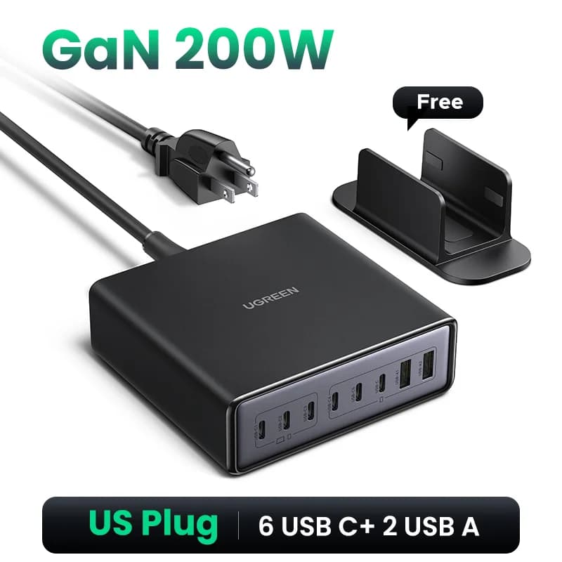 200W 8-in-1 GaN デスクトップ充電ステーション