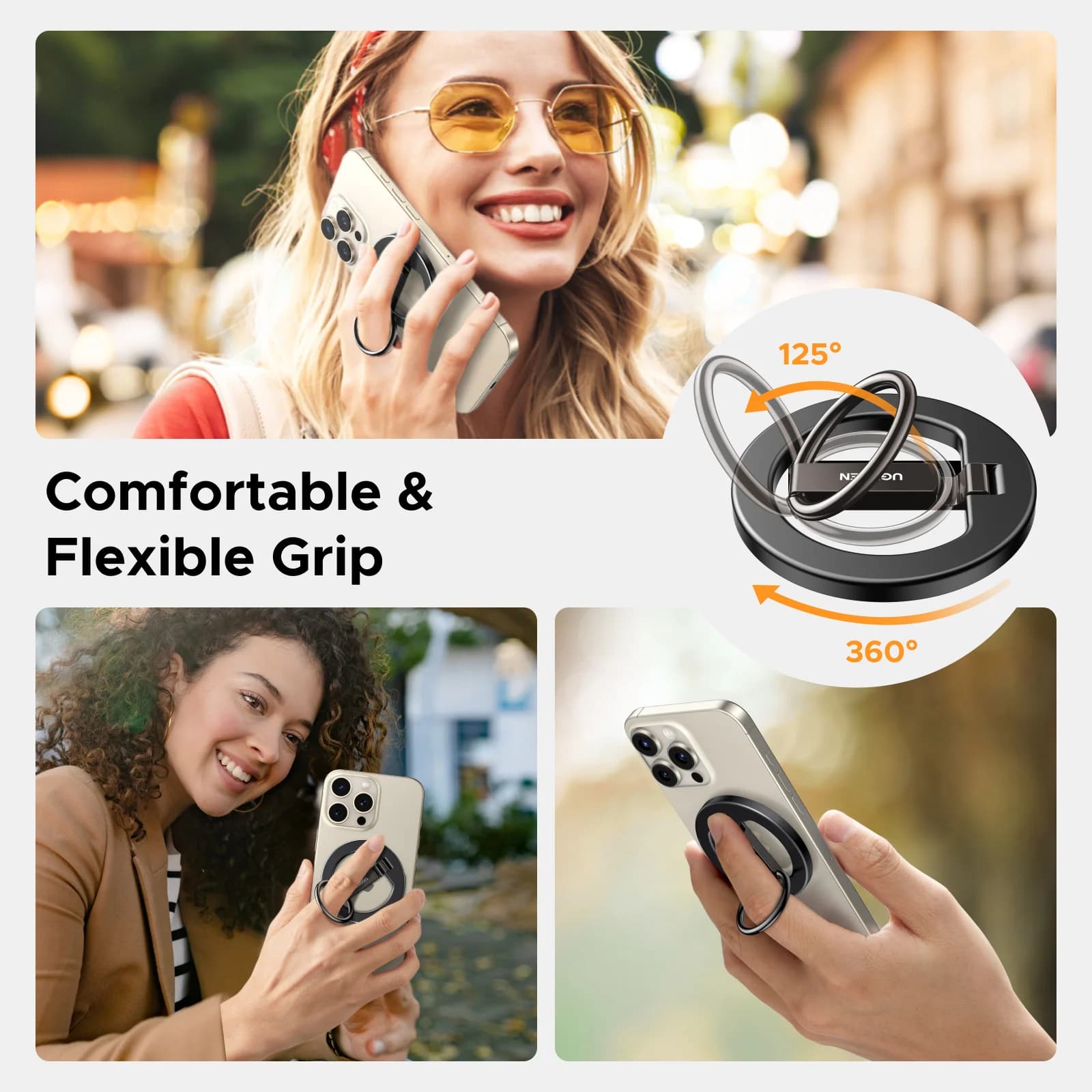 マグネット式スマホリングホルダー 360°回転スタンド