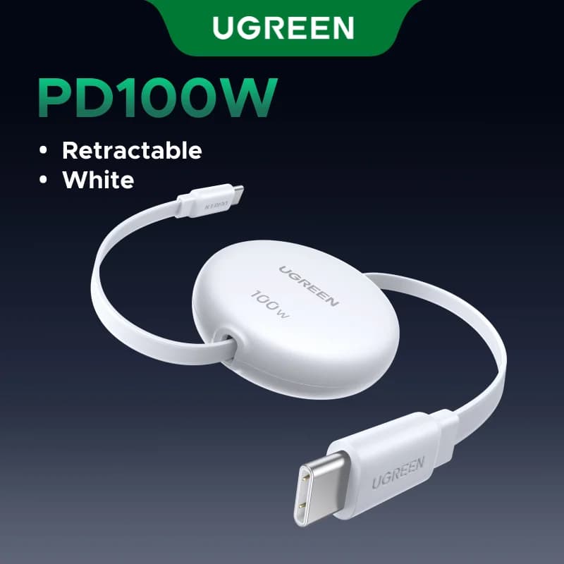 リトラクタブル USB-C to USB-Cケーブル, 100W PD対応