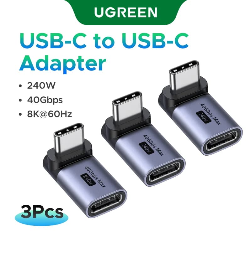 USB-C メス・オス 90度変換アダプター 3個セット