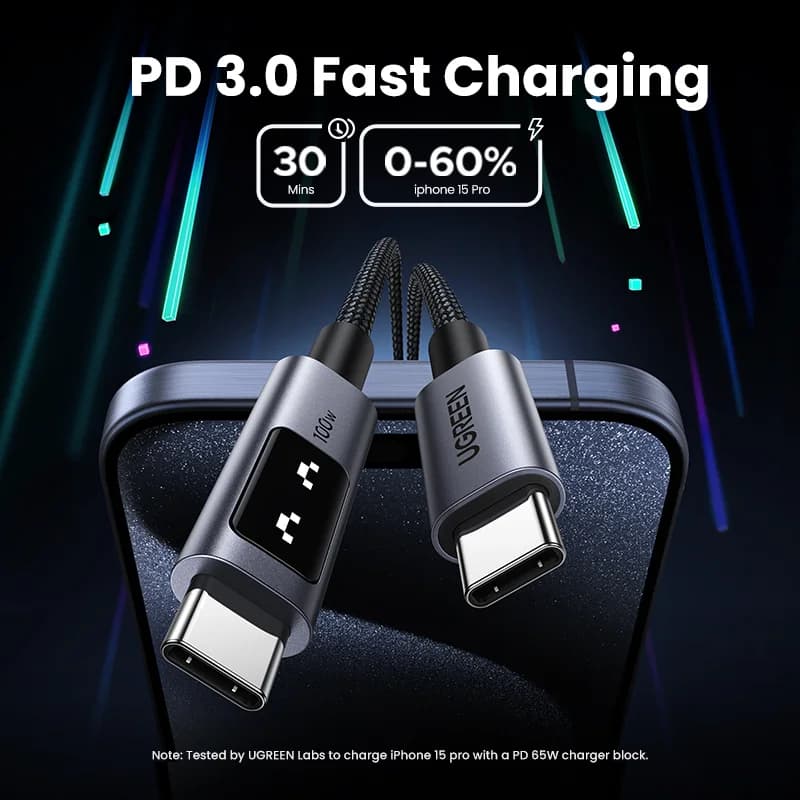 USB-C to USB-C ケーブル, 100W PD, 0.5-3m