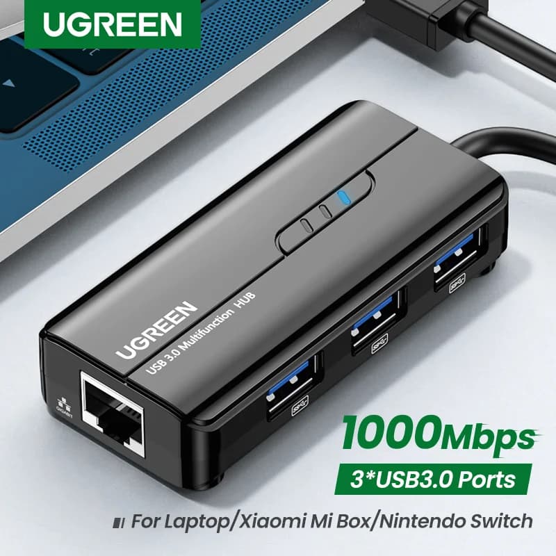 USB 3.0 ギガビットイーサネットアダプタ ハブ付き