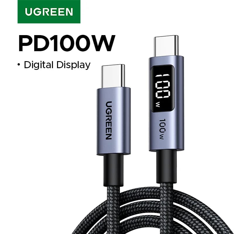 USB-C to USB-C ケーブル、100W PD対応 デジタルディスプレイ付き