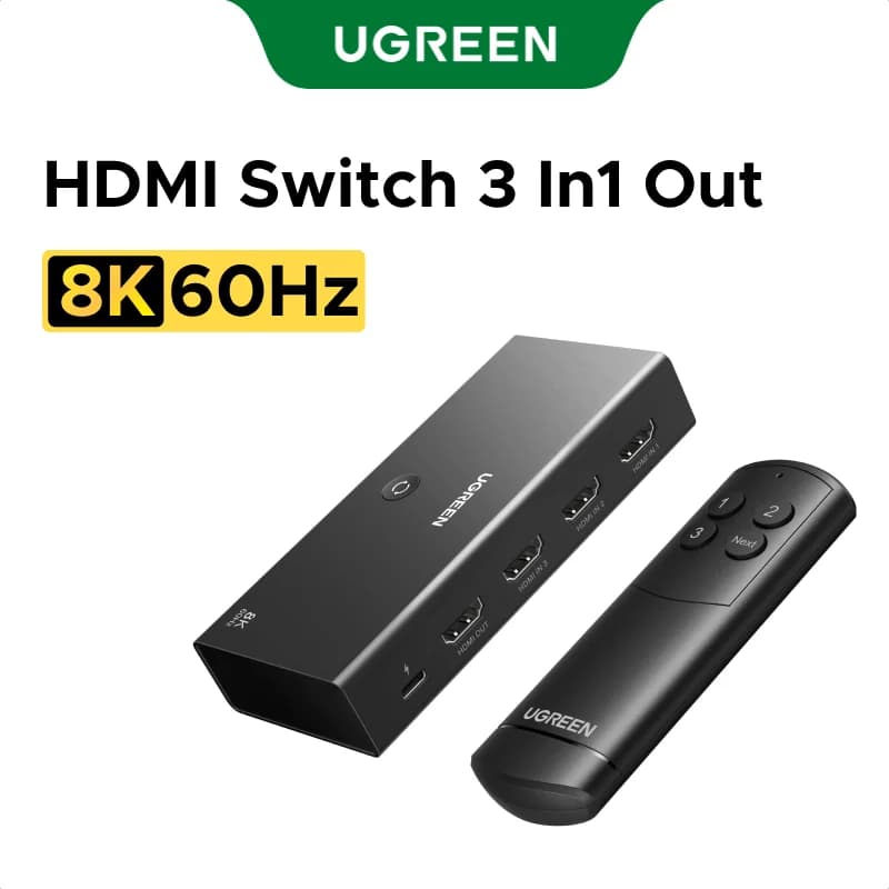 HDMI 2.1 スイッチャー 3入力1出力 8K対応 リモコン付き