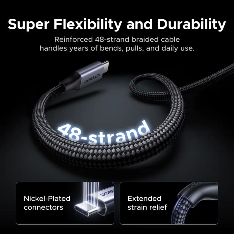 240W USB-C マグネット式編み込み充電ケーブル