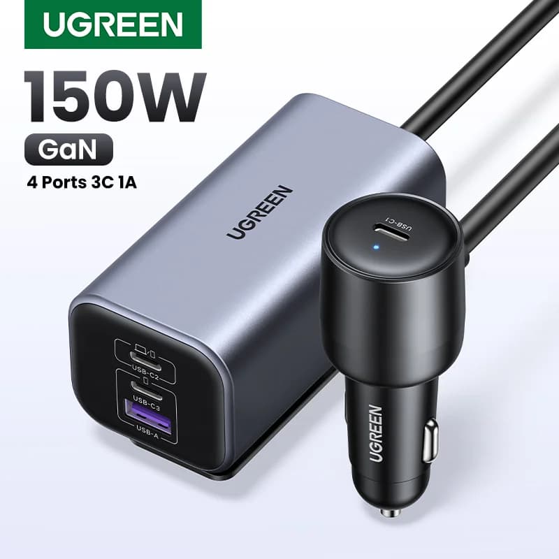 150W GaN Car Charger with 4 USB Ports