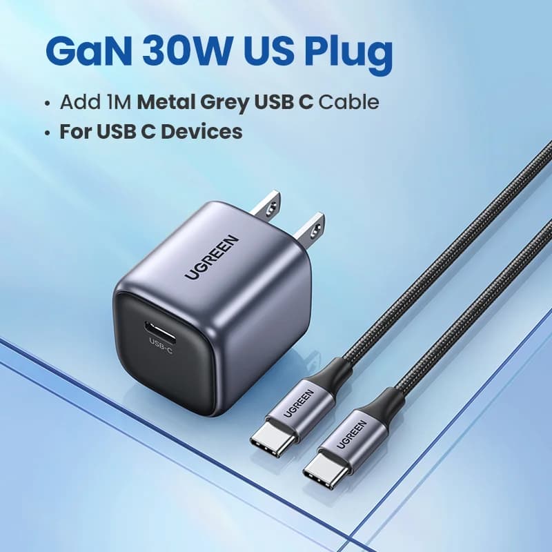30W GaN高速充電器 バンドル（1m USB-Cケーブル付き）