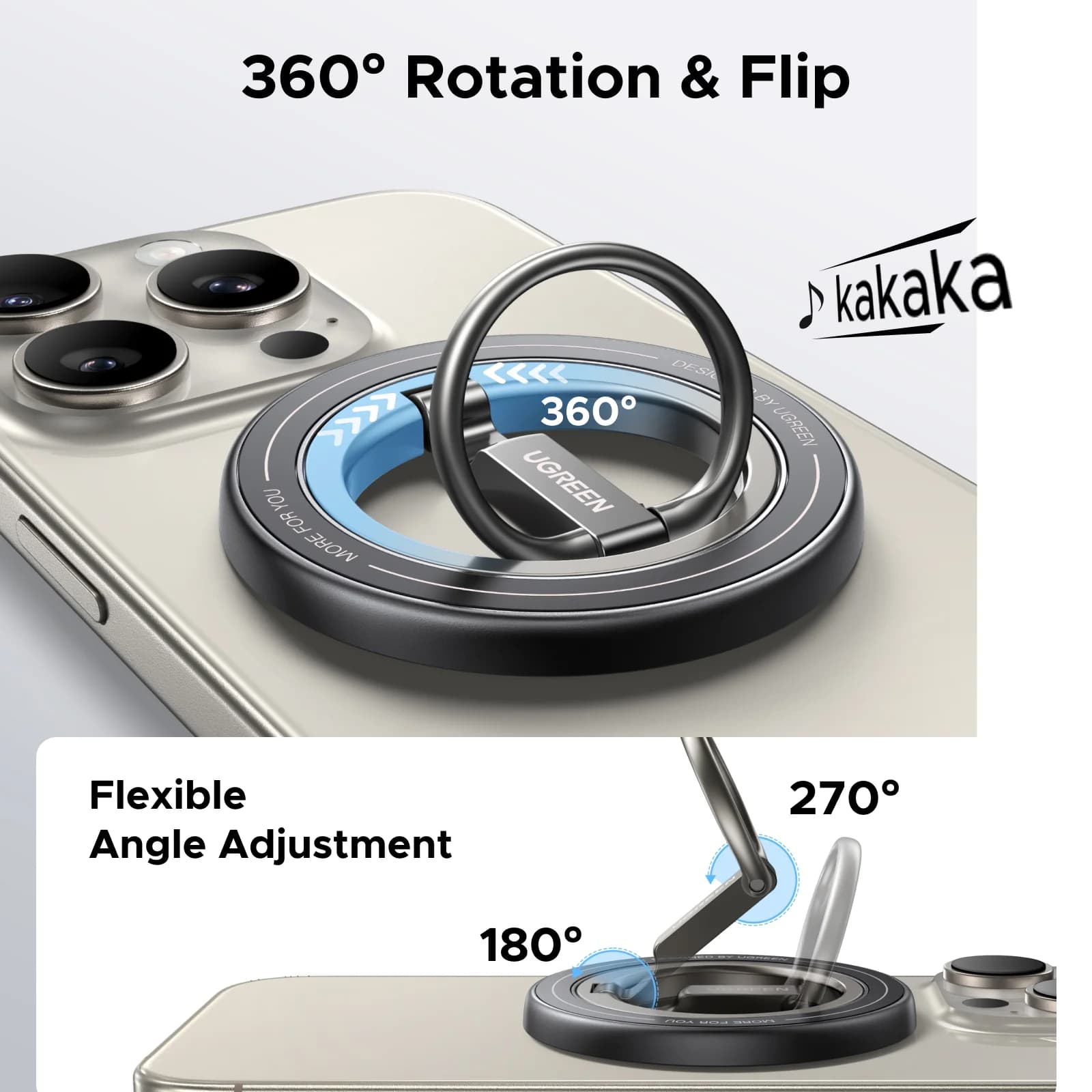 両面マグネット式 スマホリングホルダー 360°回転