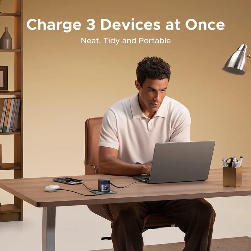 65W GaN充電器 巻き取り式USB-Cケーブル付き