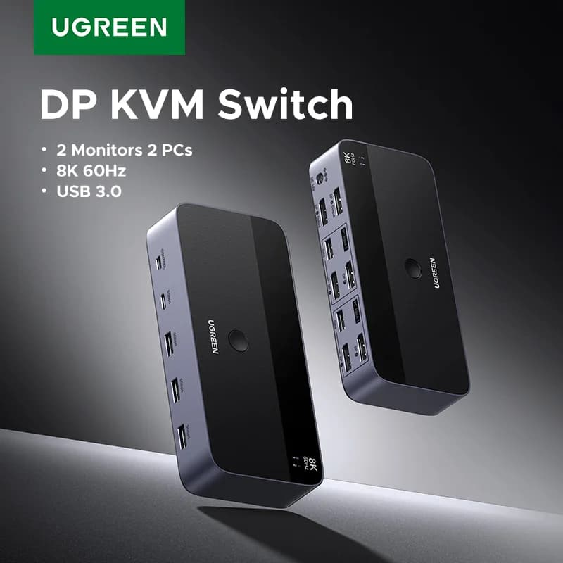 デュアルモニター KVMスイッチ, 8K/60Hz, USB 3.0