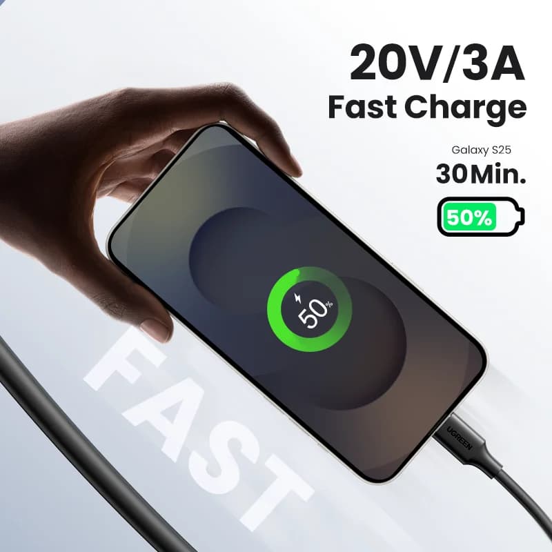 USB-C to USB-Cケーブル, 60W PD高速充電