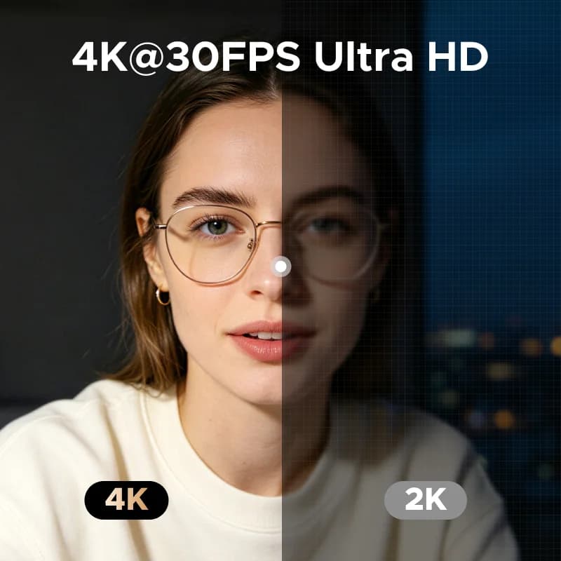 タッチリングライト&プライバシーカバー付き 4K USBウェブカメラ