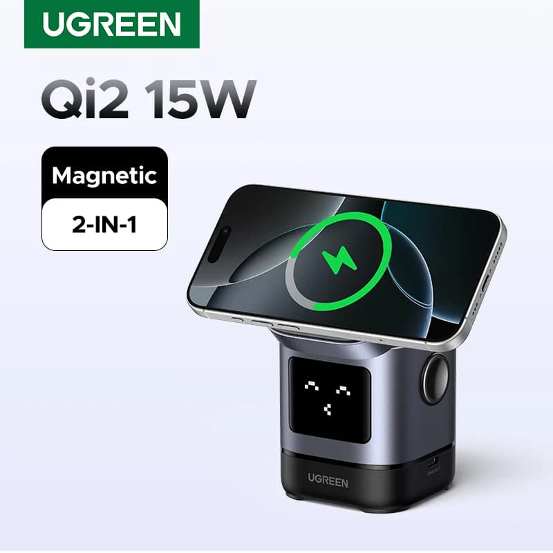 Qi2 15W マグネットワイヤレス充電スタンド ケーブル付き