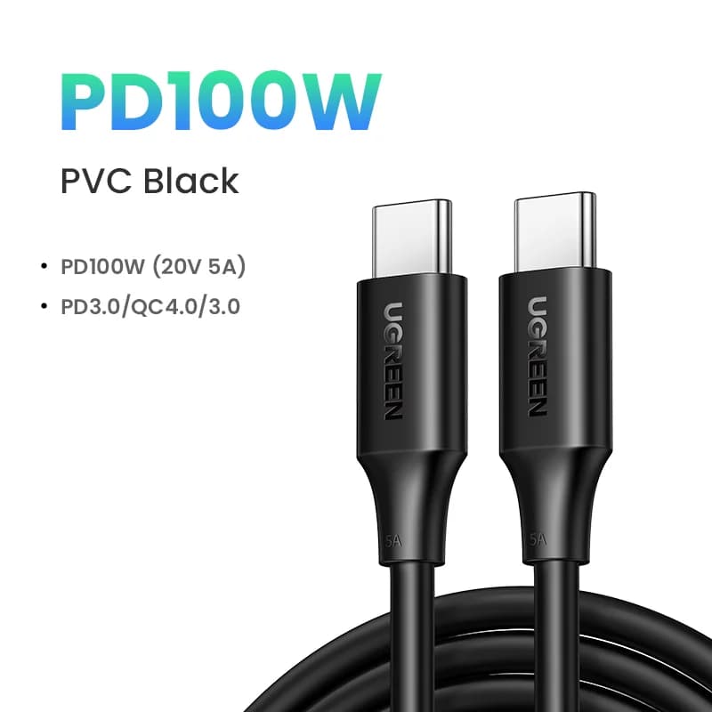 USB-C to USB-C ケーブル, 100W PD, 5A