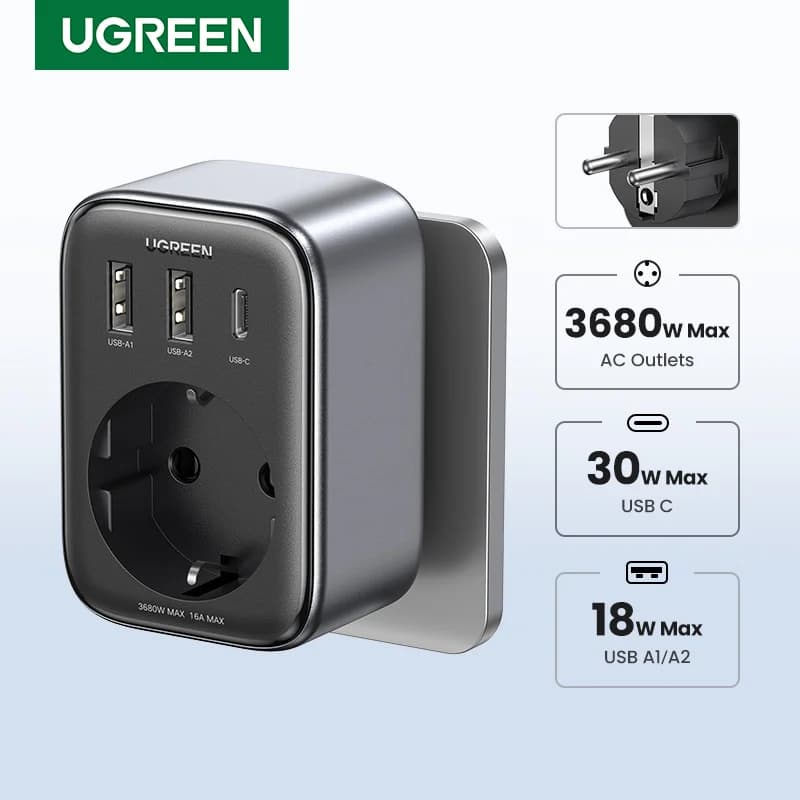 ACコンセント・USBポート搭載 30W GaN PD充電器
