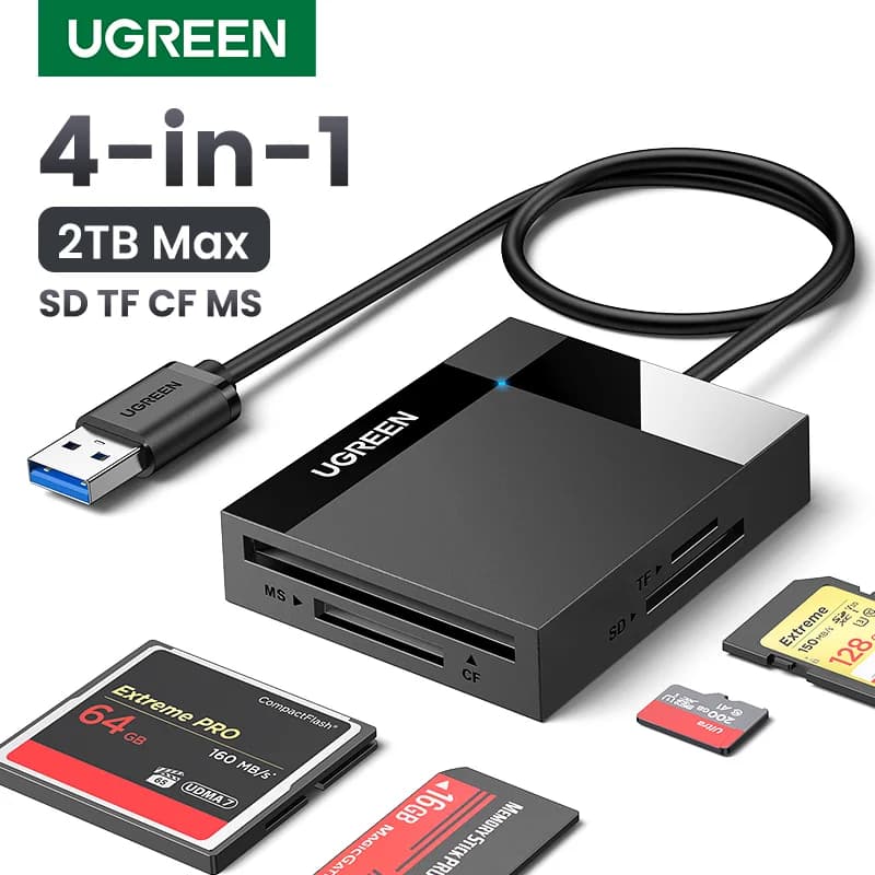 4-in-1 USB 3.0/USB-C マルチカードリーダー