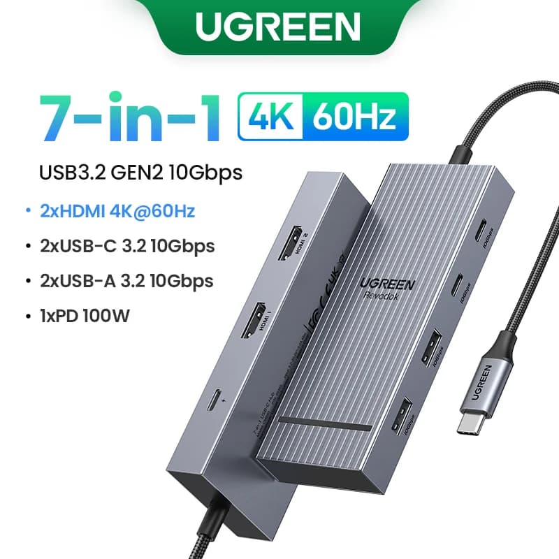 USB-C ハブ デュアル HDMI & RJ45 搭載