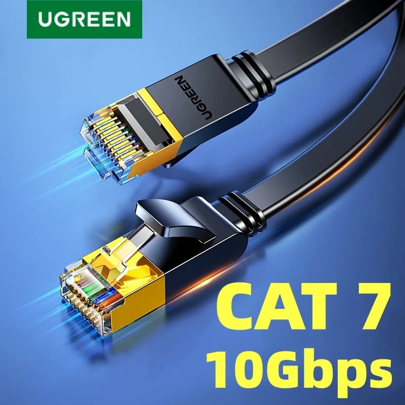Cat 7 フラットイーサネットケーブル、10Gbps STP LANコード